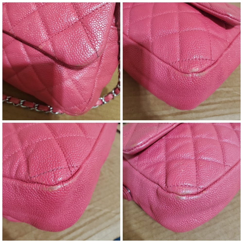 CHANEL Coral Pink Quilted Caviar Leather Easy Jumbo Flap Bag - Picture 10 of 16